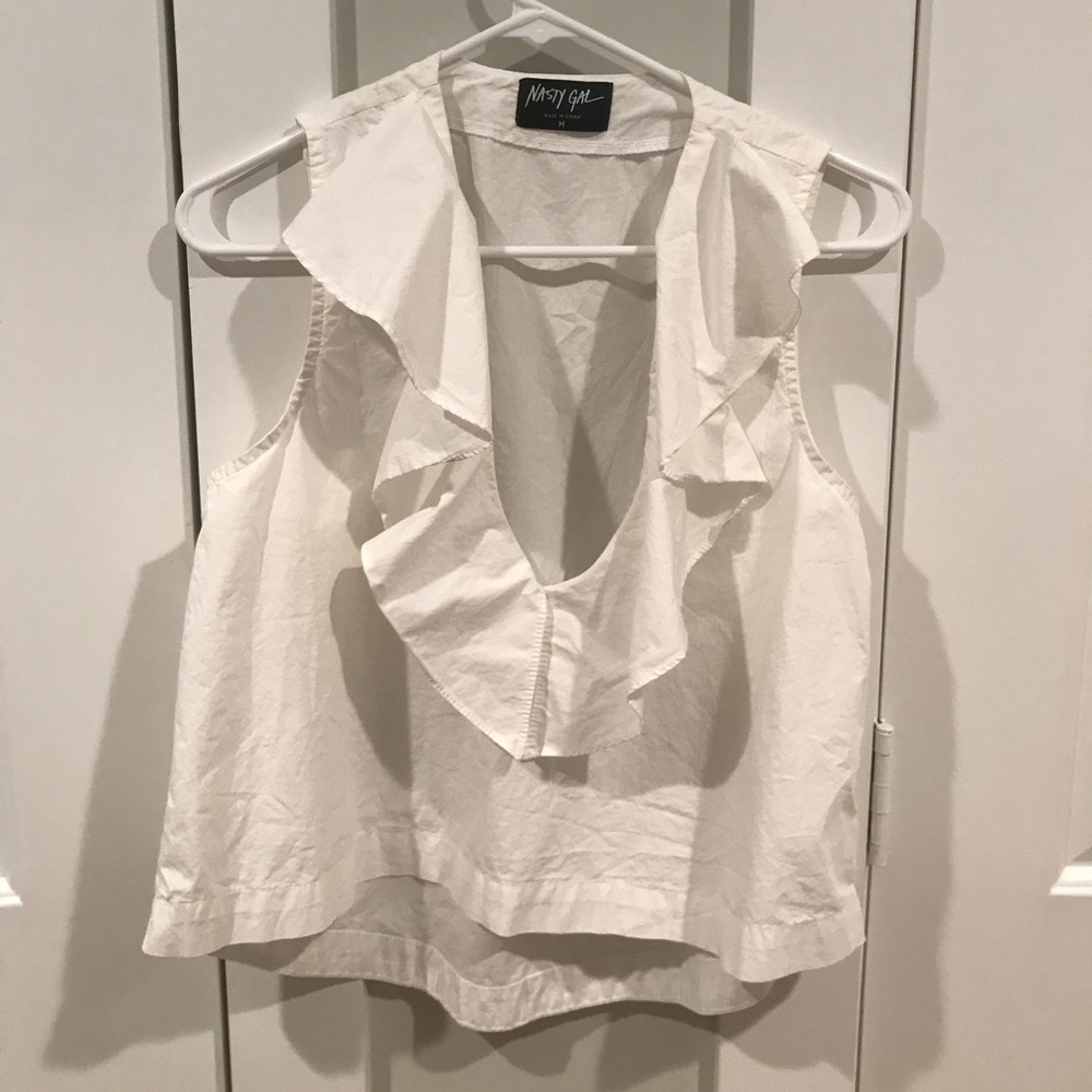 Nasty Gal White Sleeveless Blouse